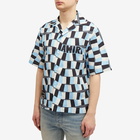 AMIRI Men's Checkered Snake Short Sleeve Vacation Shirt in Air Blue