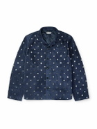 BODE - Clover Embellished Suede Overshirt - Blue