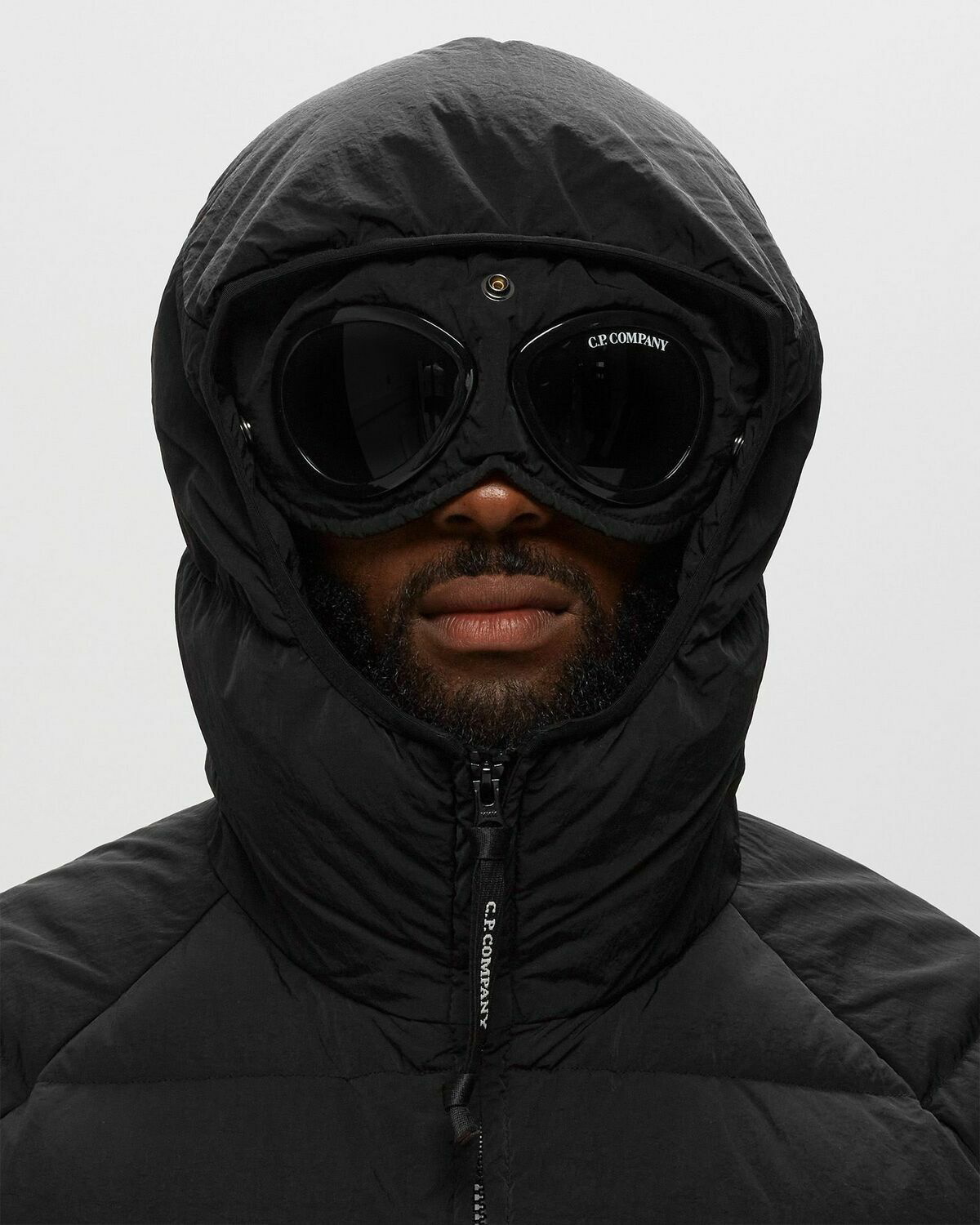 C.P. Company Eco Chrome R Hooded Down Goggle Jacket Black Down & Puffer ...