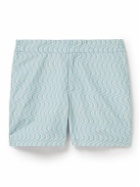 Frescobol Carioca - Classic Slim-Fit Mid-Length Printed Recycled Swim Shorts - Blue