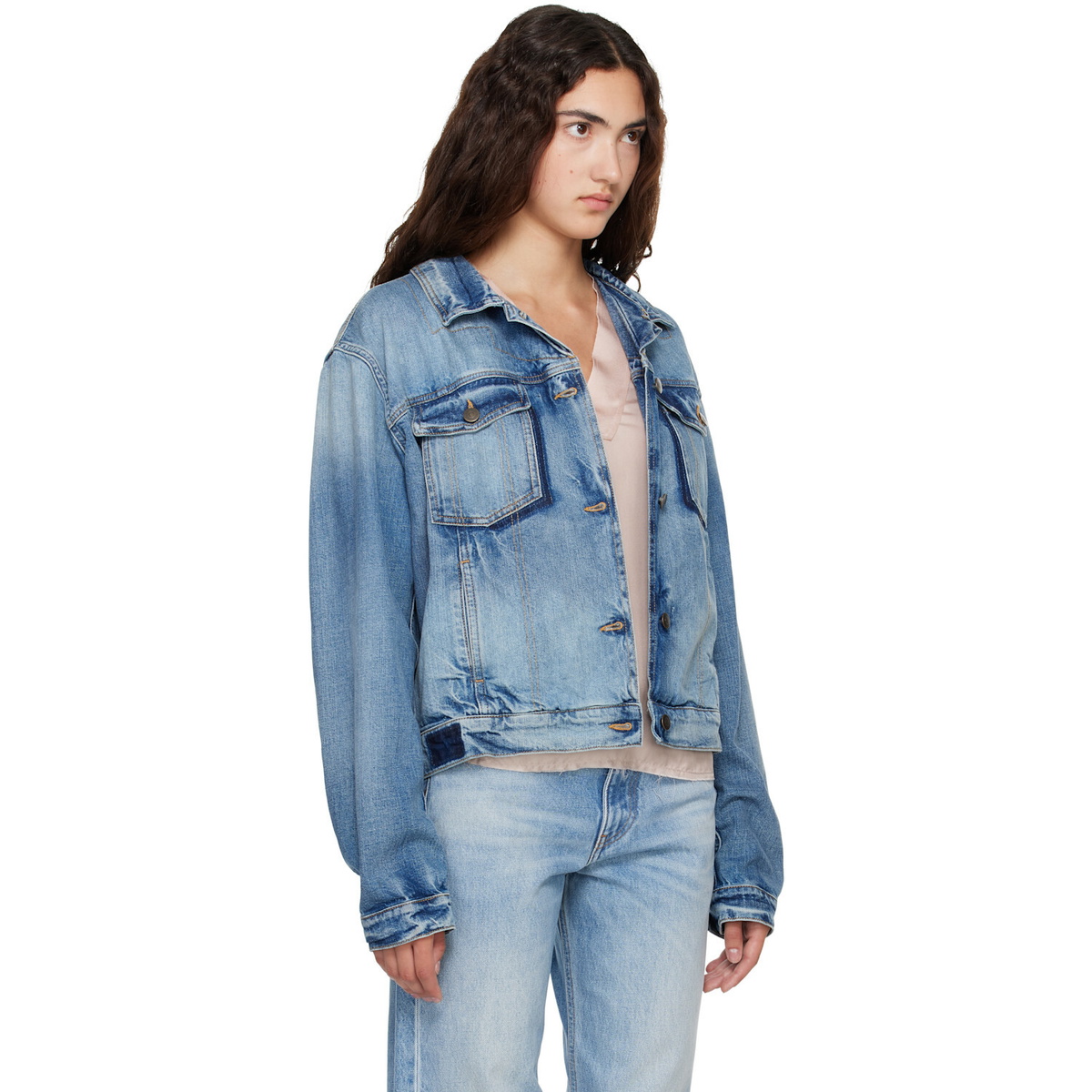 Maison Margiela Blue Folded Collar Denim Jacket