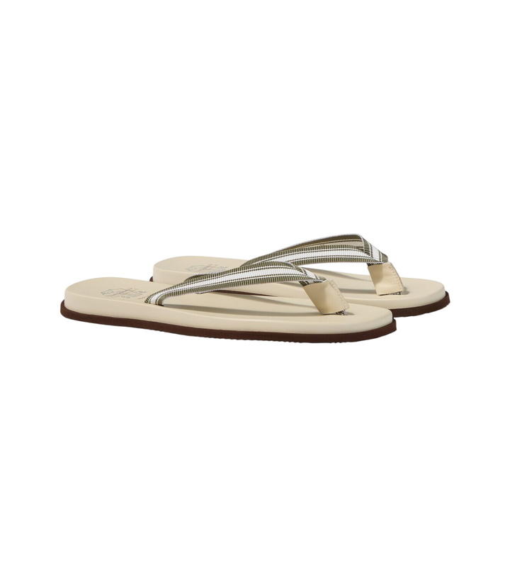 Photo: Brunello Cucinelli Leather-trimmed thong sandals