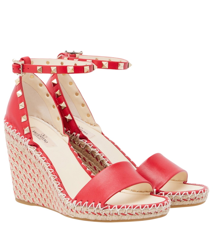 Photo: Valentino Garavani Double Rockstud leather espadrille wedges
