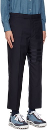 Thom Browne Navy 4-Bar Backstrap Trousers