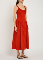 Faithfull The Brand Olas Cotton Midi Dress Red