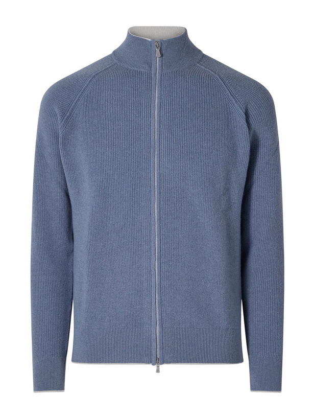 Photo: Eleventy - Wool Zip-Up Sweater - Blue