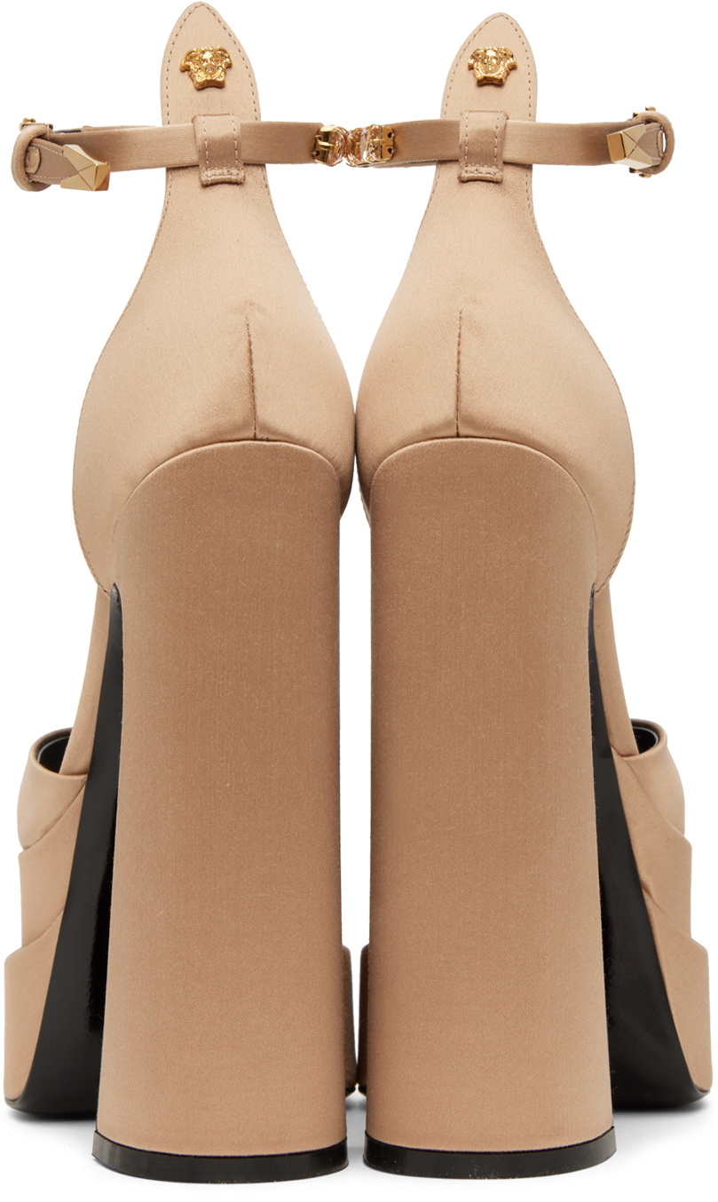 Versace Beige Aevitas Pointy Platform Heels