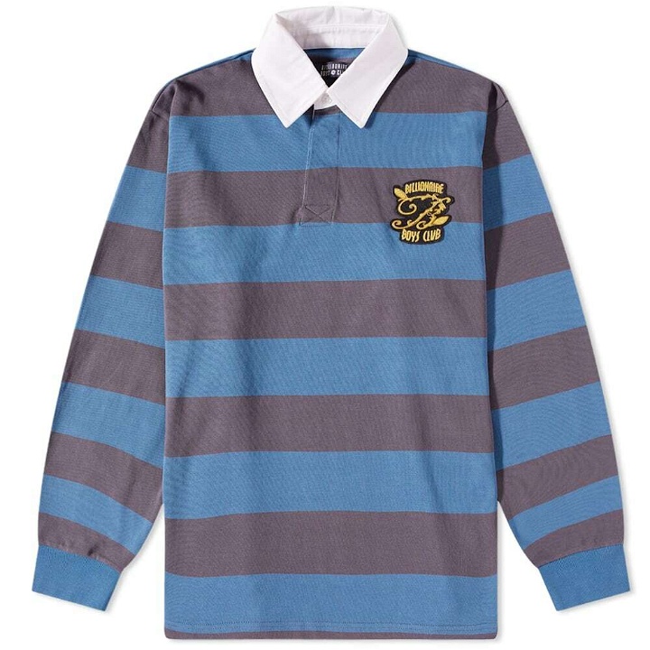 Photo: Billionaire Boys Club Men's Striped Rugby Polo Shirt in Blue