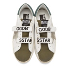 Golden Goose White and Khaki Old School Superstar Sneakers