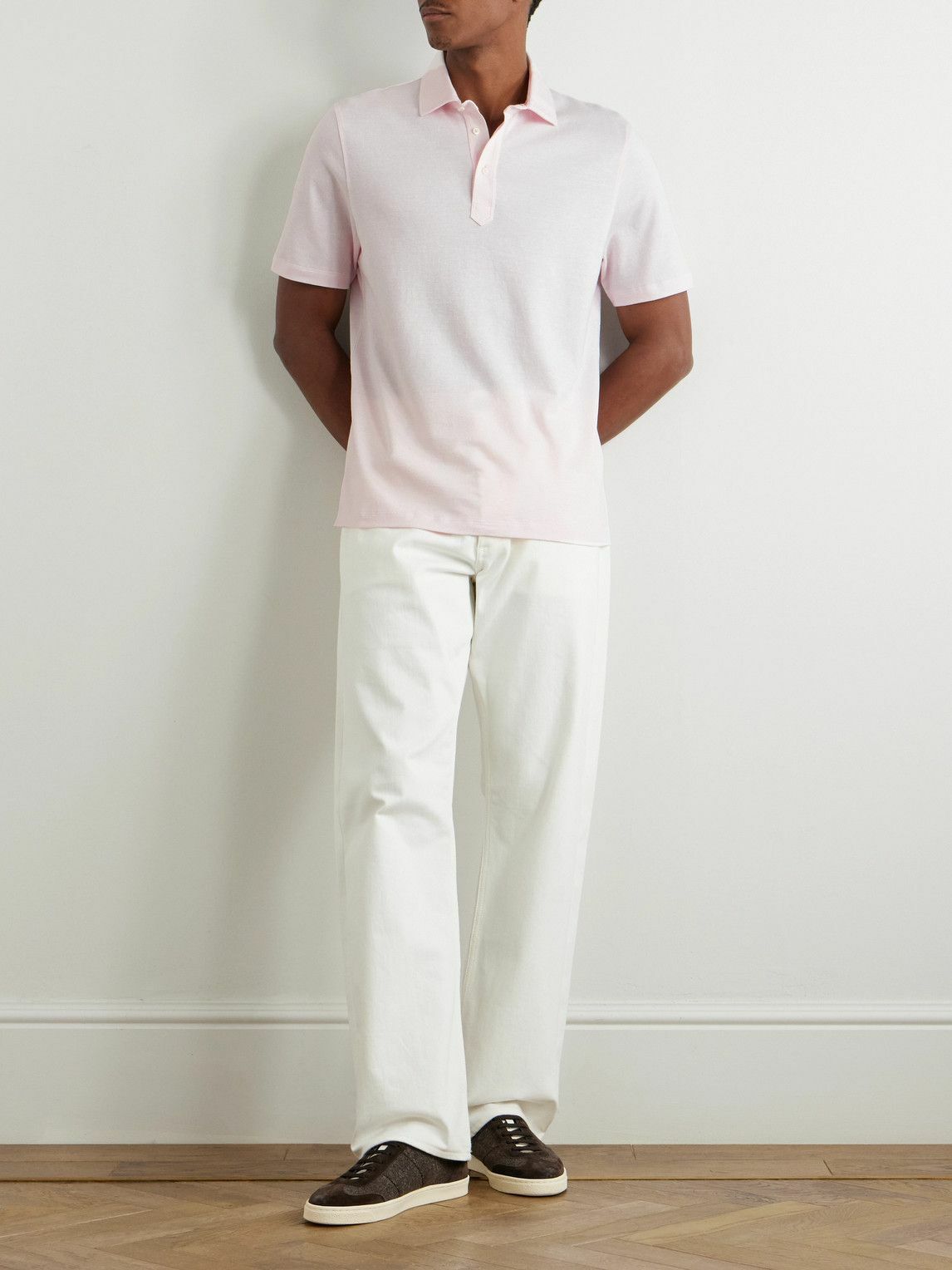 Brunello Cucinelli - Linen and Cotton-Blend Polo Shirt - Pink