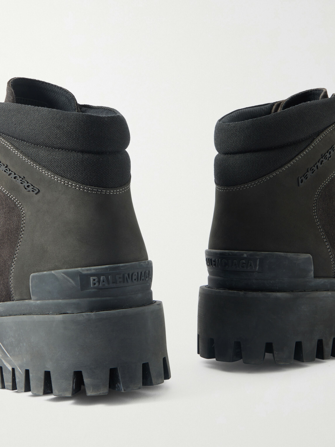 Balenciaga - Nubuck-Trimmed Suede Lace-Up Boots - Brown