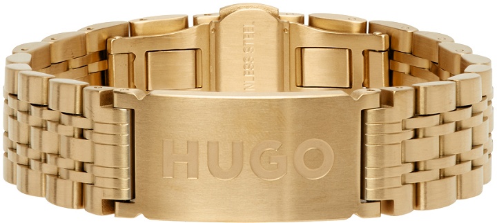 Photo: Hugo Gold Engraved Logo Link Cuff Bracelet