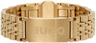 Hugo Gold Engraved Logo Link Cuff Bracelet