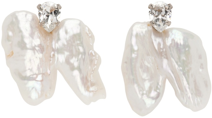 Photo: Simone Rocha SSENSE EXCLUSIVE White Pearl Winged Earrings