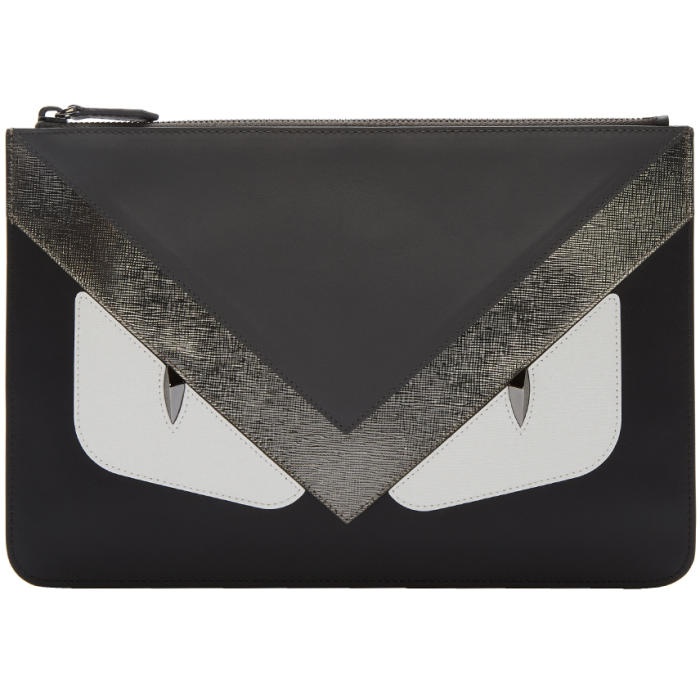 Photo: Fendi Black and Grey Bag Bugs Pouch 