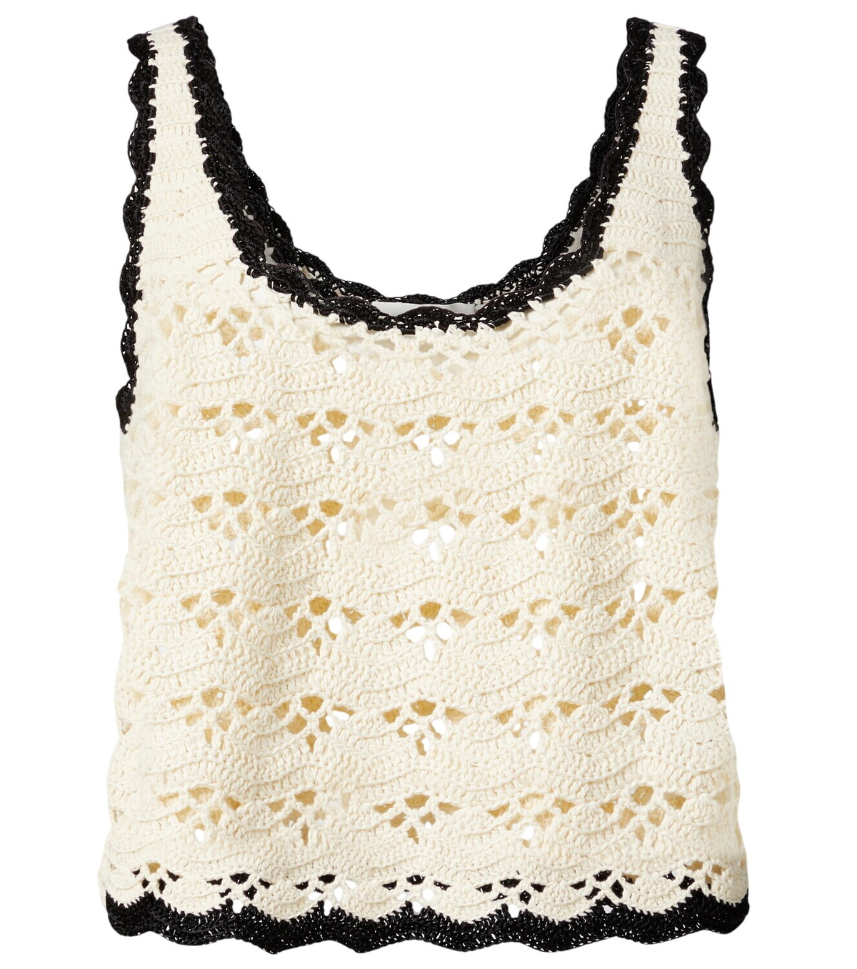 Zimmermann ジマーマン Halliday Hand Crochet Tops クロシェニットトップス  ブラック ホワイト 1 ZIMMERMANN Black Halliday Hand Crochet Tank Top Zimmermann