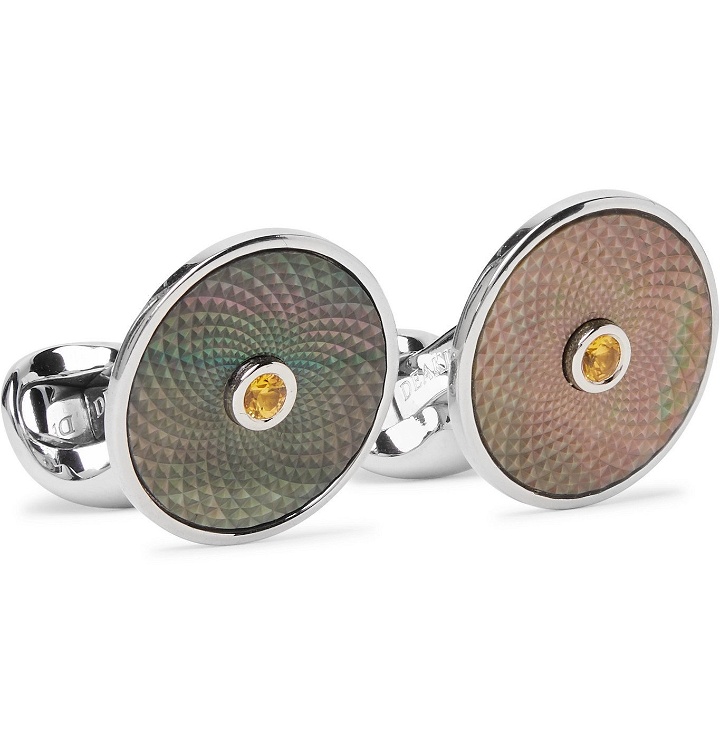Photo: DEAKIN & FRANCIS - Sterling Silver, Mother-of-Pearl and Sapphire Cufflinks - Silver