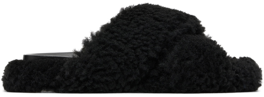 Marni Black Shearling Fussbett Slides
