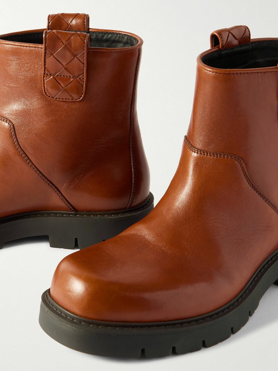 Bottega Veneta - Haddock Intrecciato-Detailed Leather Boots - Neutrals