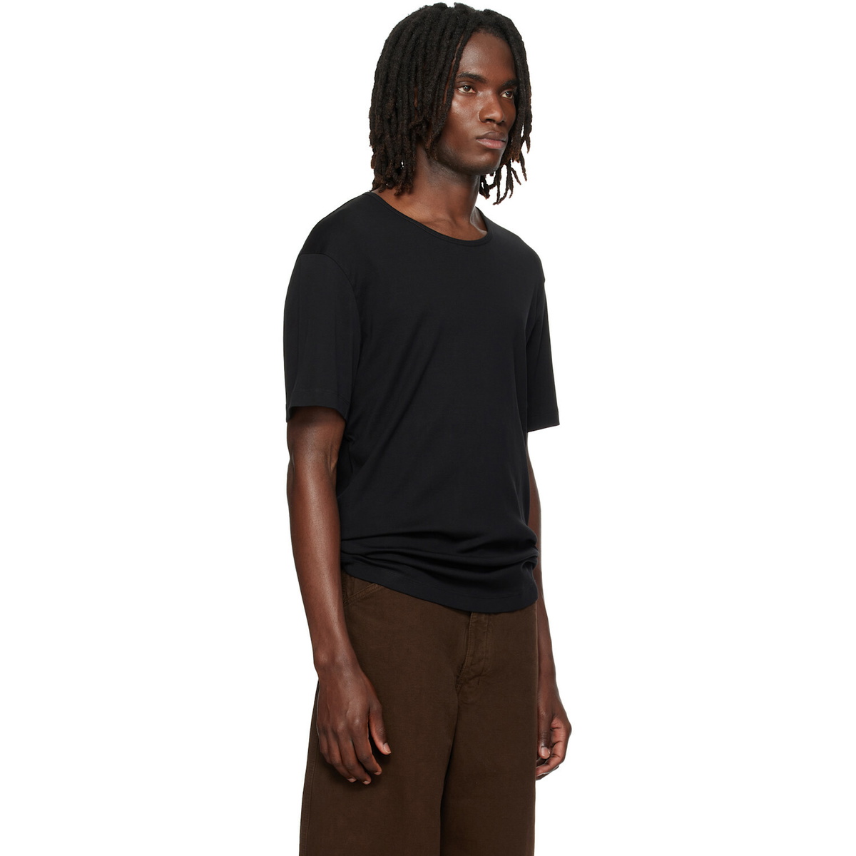 LEMAIRE Black Scoop-Neck T-shirt