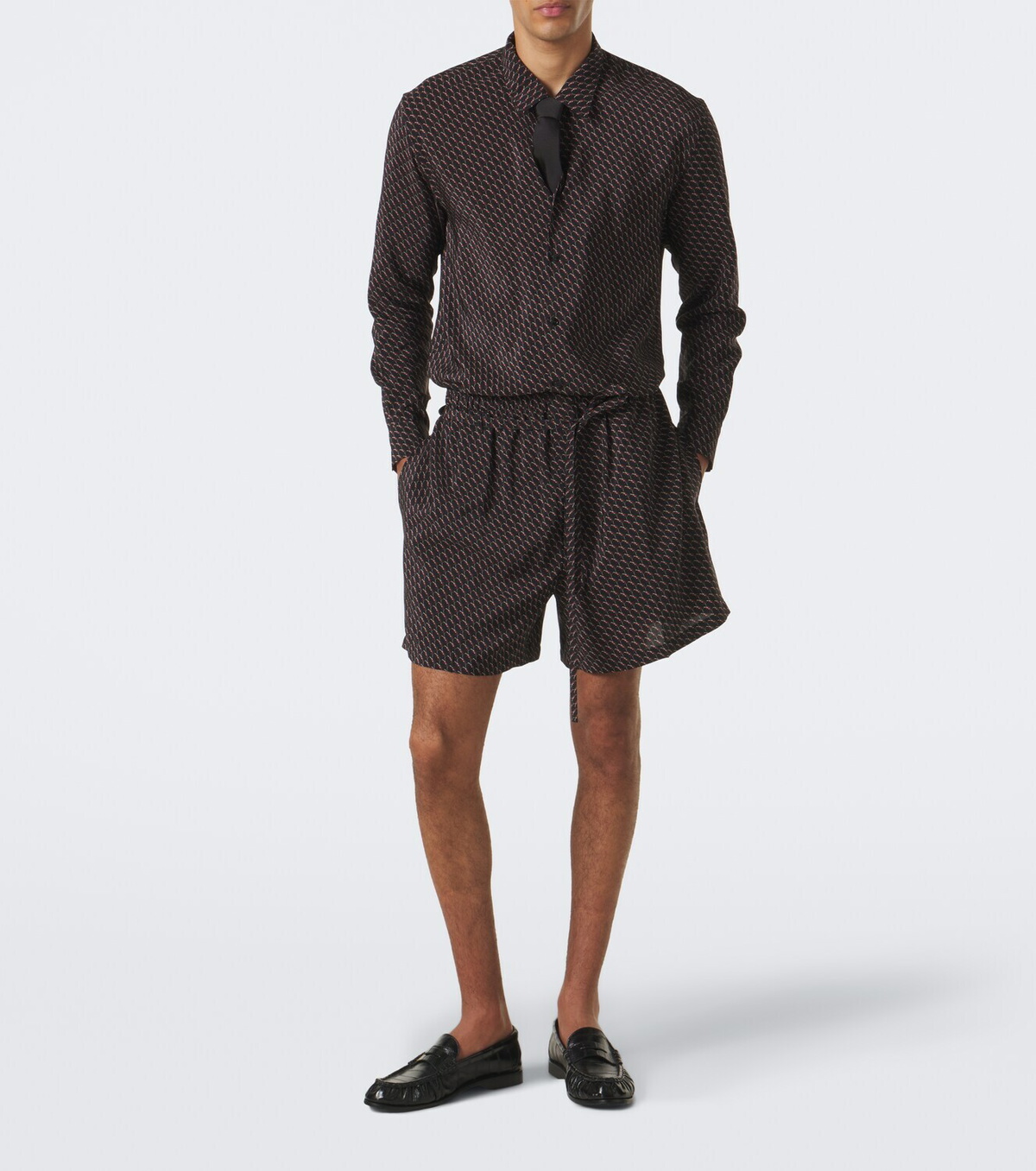 Saint Laurent Cassandre printed silk shorts