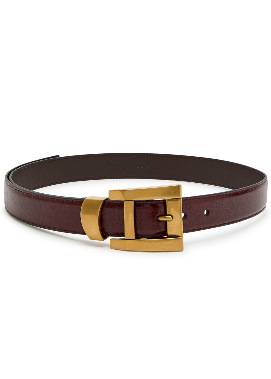 Versace Glossed Leather Belt Brown