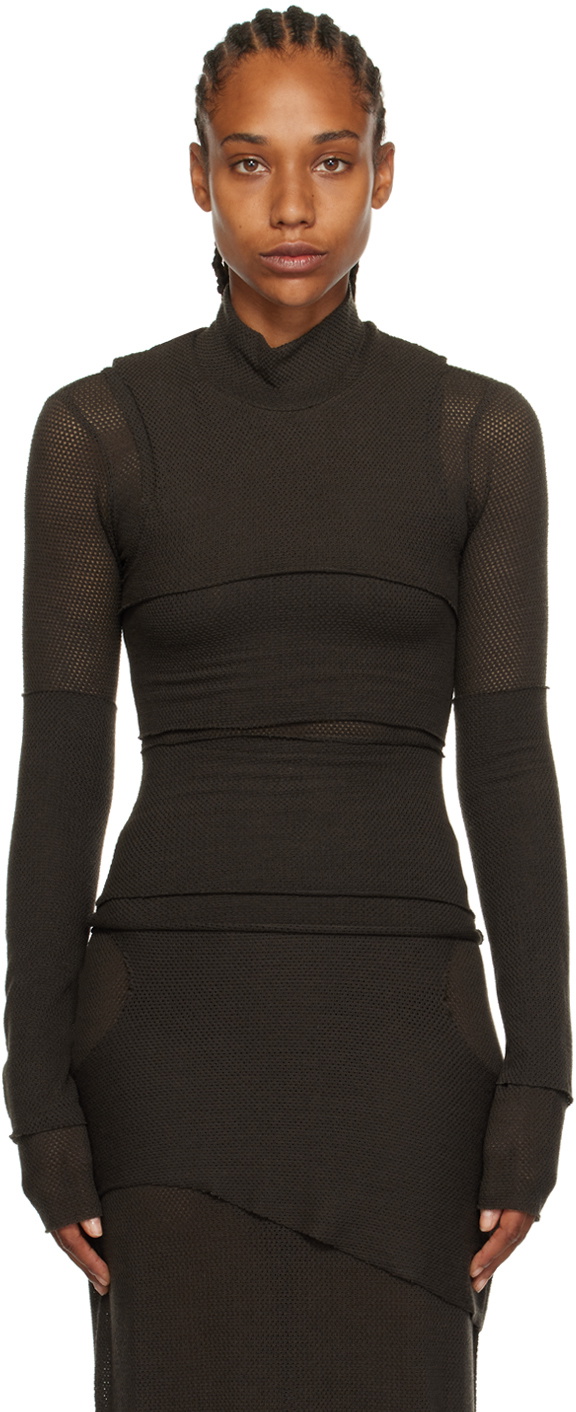 Eckhaus Latta Brown Paneled Turtleneck