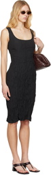 Bottega Veneta Black Crinkled Midi Dress