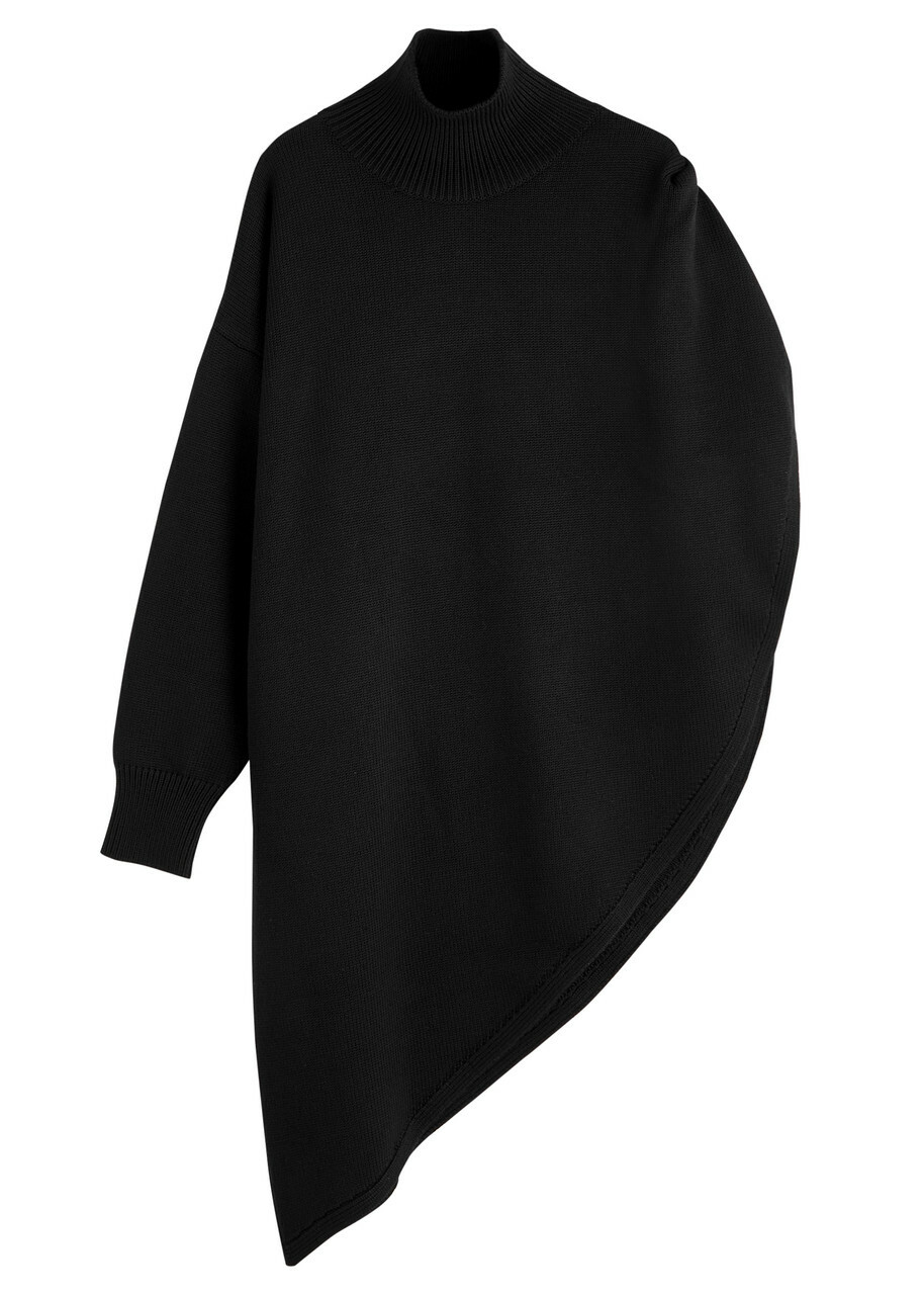 Alaïa Asymmetric Cape-effect Wool Jumper Black