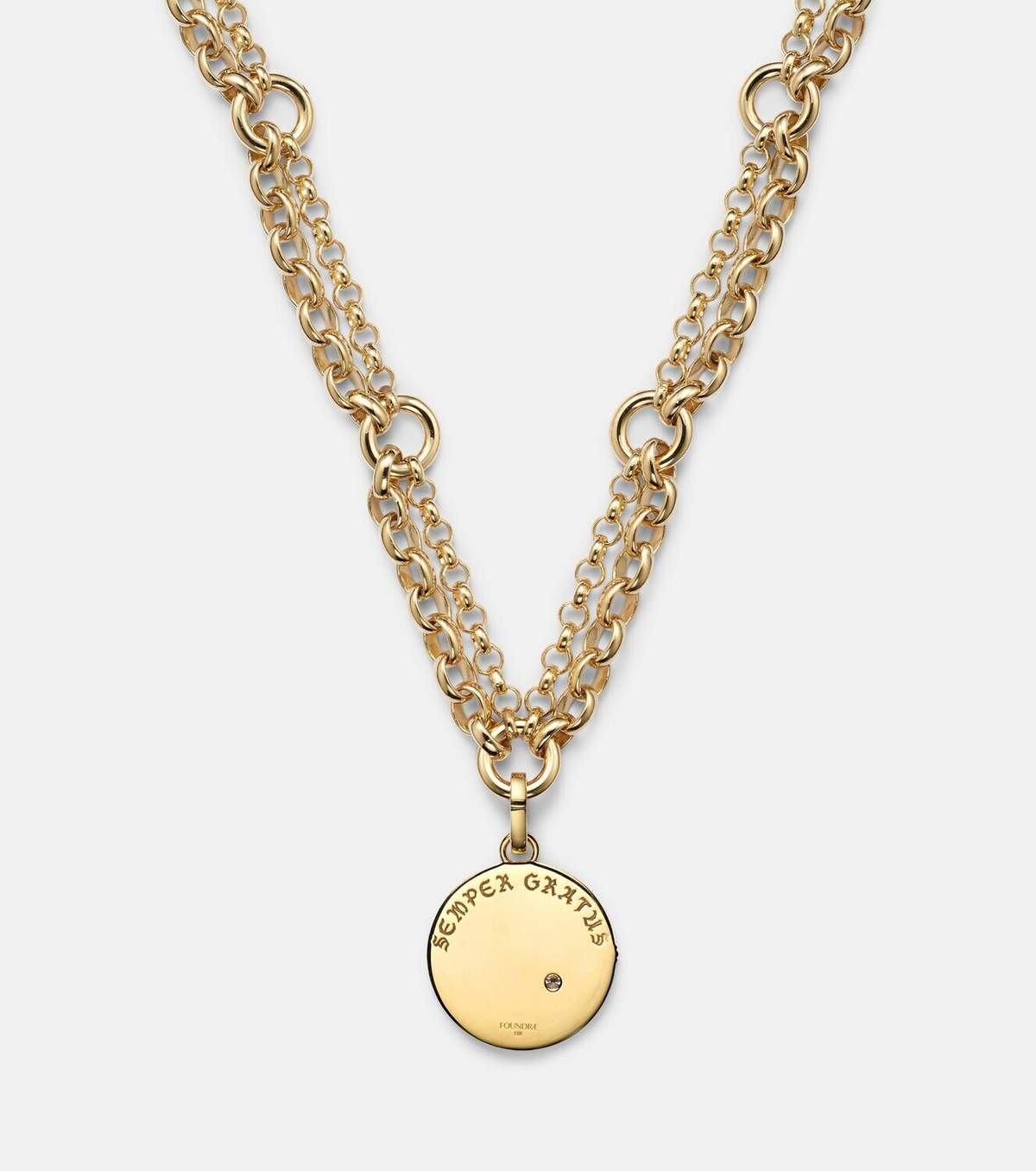 FoundRae Infinite Gratitude 18kt gold pendant necklace with diamond