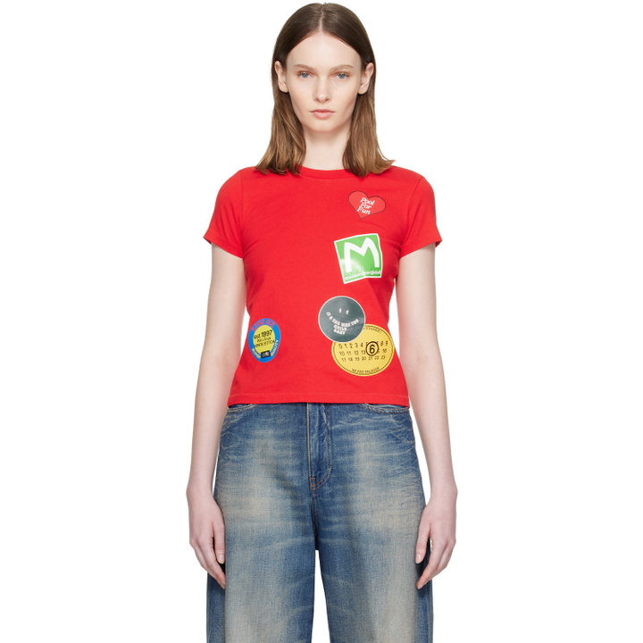 Photo: MM6 Maison Margiela Red Sticker T-shirt