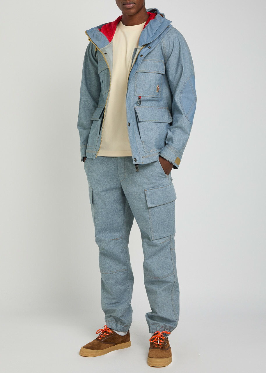 Moncler Grenoble Field Waterproof Hooded Denim Jacket Light Blue