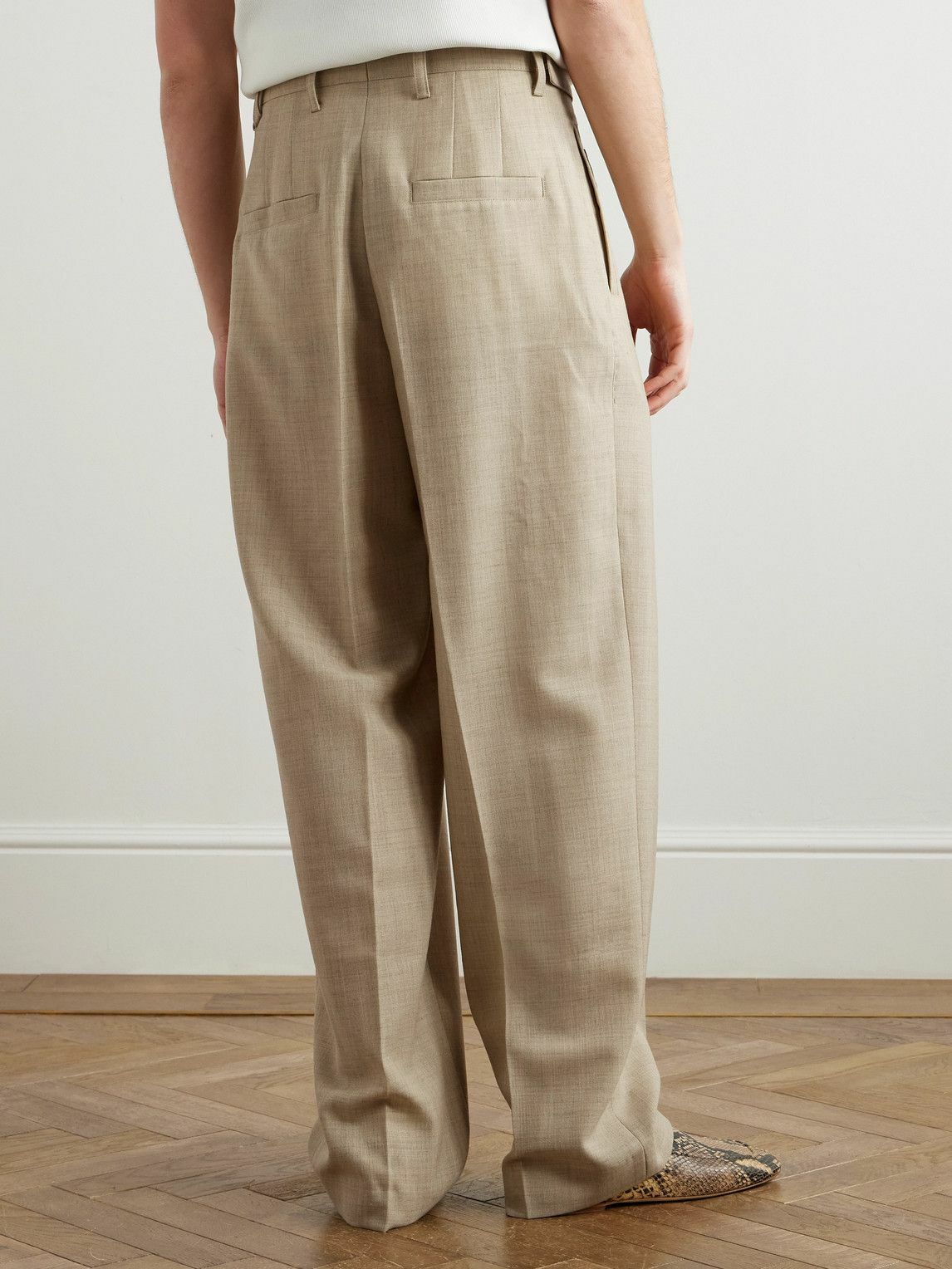Jacquemus - Canevas Oversized Wide-Leg Pleated Belted Wool Suit Trousers - Neutrals