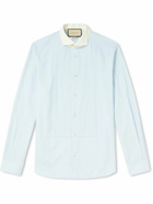 GUCCI - Two-Tone Pleated Cotton-Poplin Shirt - Blue