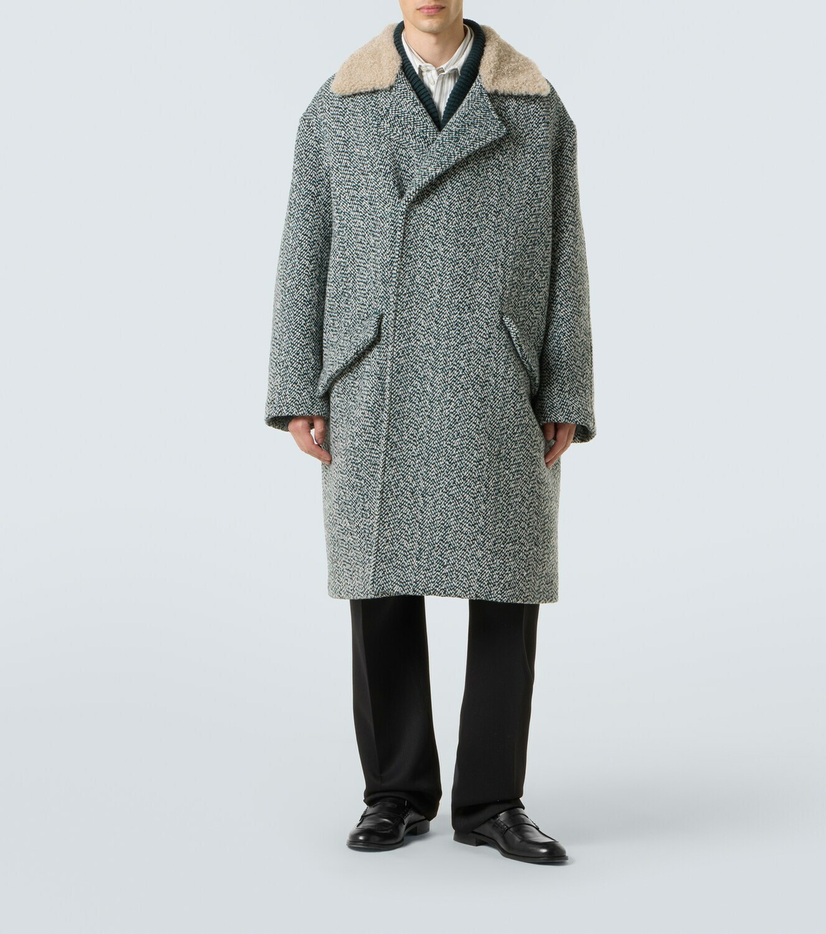 Zegna Herringbone wool and cashmere coat