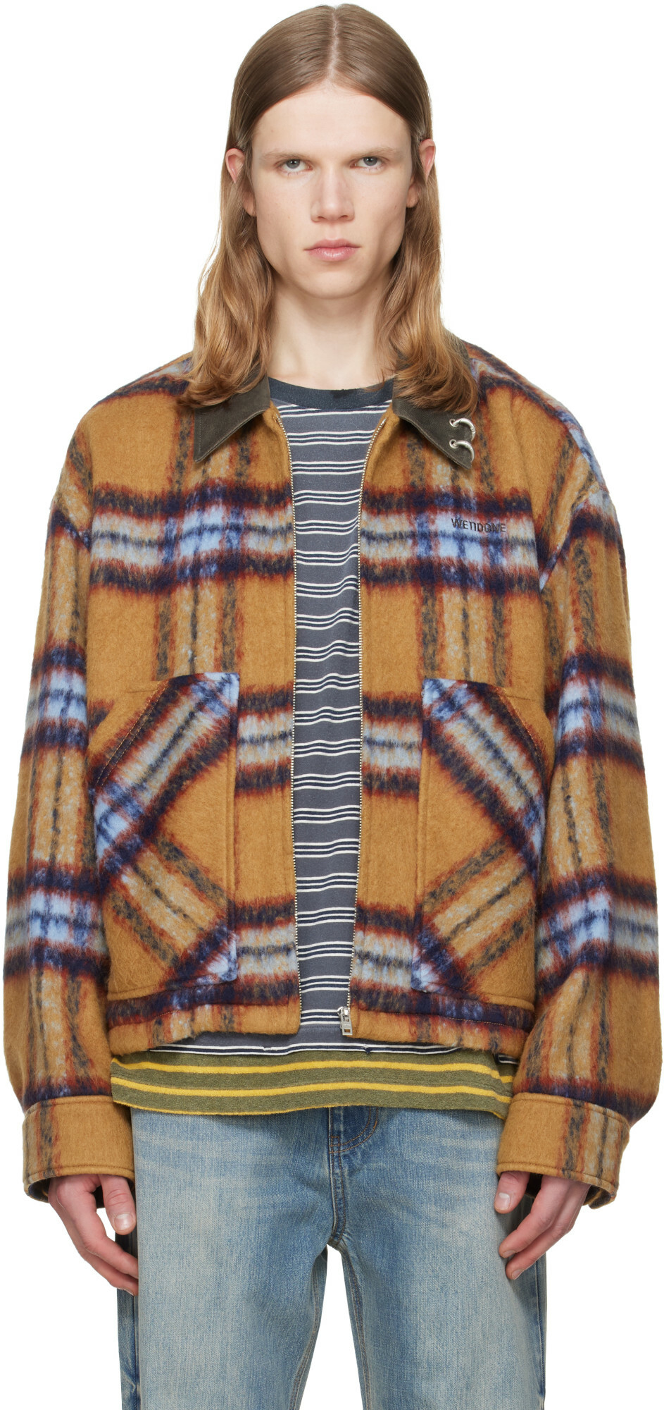 We11done Tan Camel Check Pattern Jacket