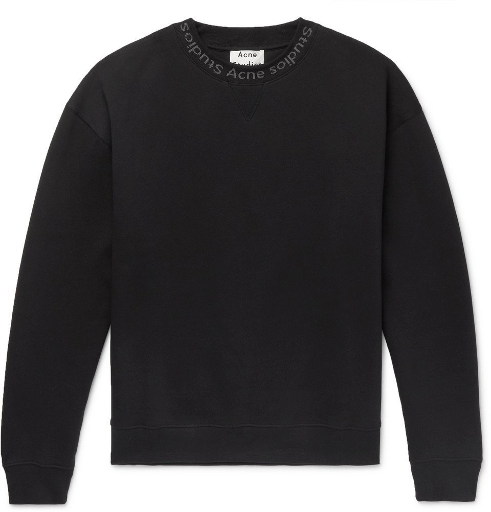 Acne Studios - Logo-Print Fleece-Back Cotton-Jersey Sweatshirt - Men - Black Acne Studios