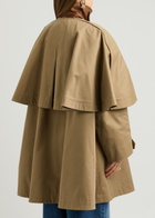 Chloe Women's Khaki Cape-Layered Cotton Coat Size 36 (UK8 / S), Leather Collar & Detachable Cape