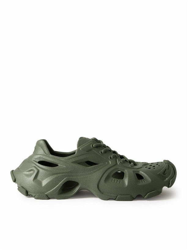 Photo: Balenciaga - HD Logo-Debossed Cutout Rubber Sneakers - Green