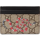 Gucci - Printed Monogrammed Coated-Canvas and Leather Cardholder - Brown