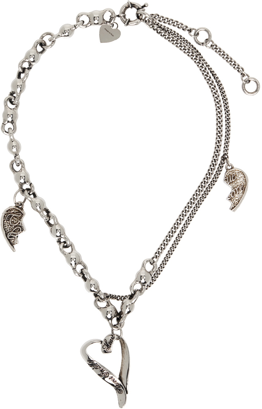 Juicy Couture Silvertone Thick Chain Heart Charm Toggle Necklace for Women