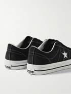 Converse - One Star Pro Leather-Trimmed Suede Sneakers - Black
