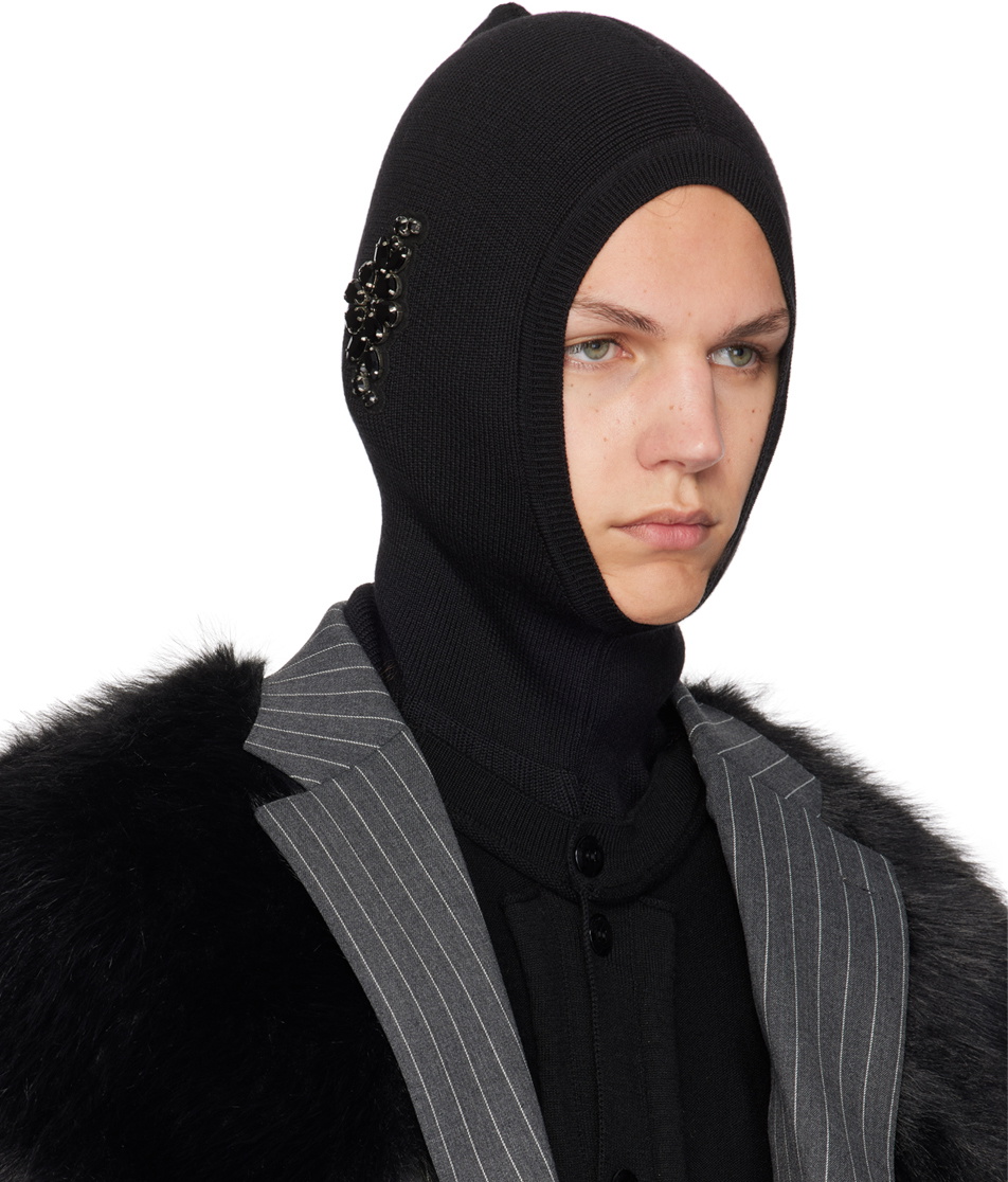 Simone Rocha Black Pointed Merino Silk Knit Balaclava Simone Rocha
