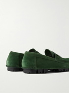 FERRAGAMO - Embellished Suede Driving Shoes - Green