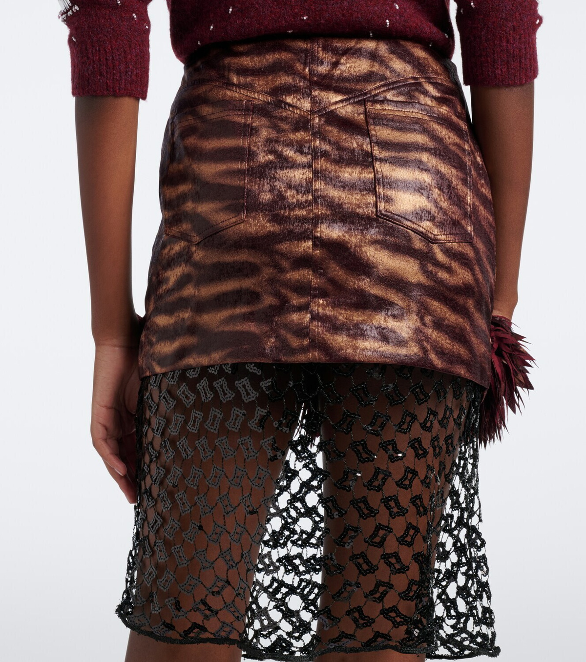 Jacques Wei Fringed paneled sequined miniskirt