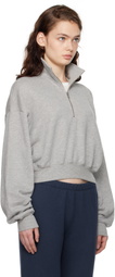 ÉTERNE Gray Cropped Half-Zip Sweatshirt