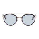Alain Mikli Paris Gold and Blue Top Bar Sunglasses