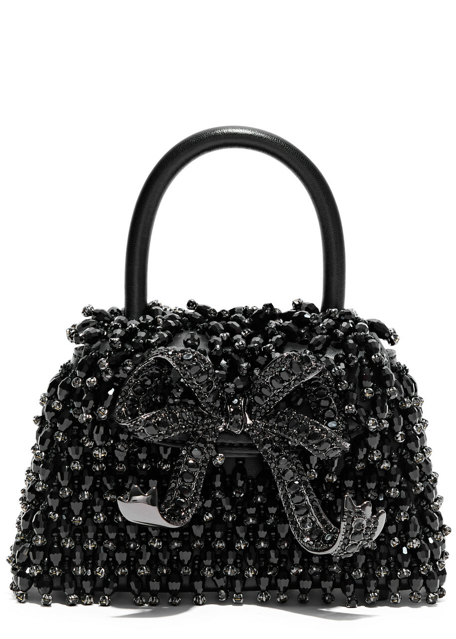 Self-portrait Micro Embellished Leather top Handle bag - Black - One Size