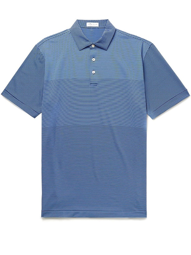Photo: Peter Millar - Bickett Striped Tech-Jersey Golf Polo Shirt - Blue
