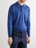 John Smedley - Caverhill Knitted Merino Wool Polo Shirt - Blue